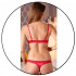 Coordinato Rosso 2 Pezzi Reggiseno a Balconcino e Tanga con Apertura - 3