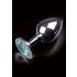 Cuneo Anale in Metallo Argentato con Diamante Blu 12 x 4 cm. - 0