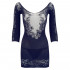 Mini Abito Sexy Mezzo Braccio con Ricami in Pizzo Nero e Tanga Incluso - Taglia Unica Elasticizzata (Tg.36-44) - 4