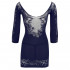 Mini Abito Sexy Mezzo Braccio con Ricami in Pizzo Nero e Tanga Incluso - Taglia Unica Elasticizzata (Tg.36-44) - 5