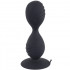 Cuneo anale in puro silicone nero con ventosa e doppia sfera oscillante 12,5 x 3,7 cm. - 0