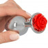 Cuneo anale in alluminio con gemma a forma di rosa rossa 9 x 3,4 cm. - 0