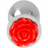 Cuneo anale in alluminio con gemma a forma di rosa rossa 9 x 3,4 cm. - 1
