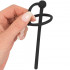 Stimolatore dilatatore uretra maschile a tunnel in silicone nero con anello 12 x 0,6 cm. - 0