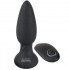 Cuneo anale vibrante in silicone nero con telecomando wireless 14,2 x 4,1 cm. - 0