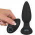 Cuneo anale pulsante in silicone nero con telecomando wireless 14 x 4,1 cm. - 1