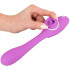 Vibratore e lingua lecca clitoride 2 in 1 in silicone lilla ricaricabile  USB 22,3 x 3,4 cm. - 0