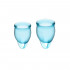 Satisfyer Feel Confident Set di 2 Coppette Mestruali in Silicone di Grado Medicale 15 e 20 ml. Azzurro - 0