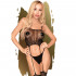 Bodystocking con Ricami ed Effetto Reggi Calze Nero - Sexy String - 0