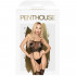 Bodystocking con Ricami ed Effetto Reggi Calze Nero - Sexy String - 2