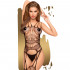 Bodystocking Ricamato con Effetto Reggi Calze Nero - Fatal Look - 0