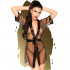 Kimono Sexy Semi Trasparente con Perizoma Incluso Nero - Mirage - 0