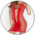 Mini abito sexy rosso con ricami al centro e rete sui fianchi - Taglia unica elasticizzata (Tg. 36-46) - 1