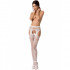 Collant bianchi con ricami floreali su fascia e gambe - Taglia unica elasticizzata (Tg. 36-46) - 1