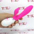 Vibratore rabbit in silicone rosa con stimolatore a forma di tulipano e doppio motore 19 x 3,2 cm. - 0