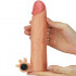 Guaina Vibrante Allunga Pene +5 cm. con Punte Stimola Clitoride in Silicone color Carne - 0