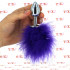 Cuneo Anale in Acciaio con Coda da Coniglio Viola 7 x 2,5 cm. - 1