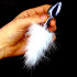 Cuneo Anale in Acciaio con Coda da Coniglio Bianco 7 x 2,5 cm. - 0