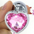 Cuneo Anale in Alluminio con Gemma a Forma di Cuore Tipo Diamante Rosa 6,1 x 2,7 cm. - 2
