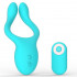 Vibratore per coppia in silicone turchese ricaricabile con USB con telecomando 13,5 x 4,5 cm. - 0