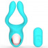 Vibratore per coppia in silicone turchese ricaricabile con USB con telecomando 13,5 x 4,5 cm. - 1