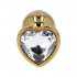 Cuneo Anale in Metallo con Gemma a Forma di Cuore Bianca 7 x 2,8 cm. Oro - 1