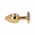 Cuneo Anale in Metallo con Gemma a Forma di Cuore Bianca 7 x 2,8 cm. Oro - 3