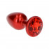 Cuneo Anale in Metallo con Gemma Rossa 7 x 2,8 cm. Rosso - 3