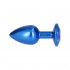 Cuneo Anale in Metallo con Gemma Blu 7 x 2,8 cm. Blu - 4