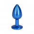 Cuneo Anale in Metallo con Gemma Blu 7 x 2,8 cm. Blu - 6