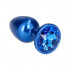 Cuneo Anale in Metallo con Gemma Blu 7 x 2,8 cm. Blu - 3