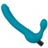 Strapless strap-on vibrante senza lacci in silicone azzurro 22,8 x 4,4 cm. - 2