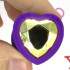 Cuneo Anale in Silicone Viola con Gemma a Forma di Cuore Oro 7 x 3,5 cm. - 2