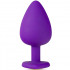 Cuneo Anale in Silicone Viola con Gemma a Forma di Cuore Oro 8 x 3,5 cm. - 0