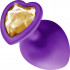 Cuneo Anale in Silicone Viola con Gemma a Forma di Cuore Oro 8 x 3,5 cm. - 2