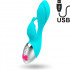 Miki - Vibratore Rabbit in Silicone 19,5 x 4 cm. Azzurro Ricaricabile - 1