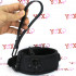 Collare e guinzaglio nero in ecopelle con catena in metallo nero - 2