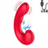 Shiva - Vibratore Punto G, Pulsazioni e Succhia Clitoride in Silicone 16,8 x 4 cm. Rosso Ricaricabile USB - 0