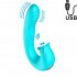 Hydra - Vibratore Punto G, Pulsazioni e Lecca Clitoride in Silicone 16,8 x 4 cm. Azzurro Ricaricabile USB - 0