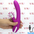 Vibratore rabbit in silicone viola ricaricabile con USB con rotella lecca clitoride e movimento simula dito 24 x 3,5 cm. - 0