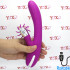 Vibratore rabbit in silicone viola ricaricabile con USB con rotella lecca clitoride e movimento simula dito 24 x 3,5 cm. - 2