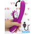 Vibratore rabbit in silicone viola ricaricabile con USB con rotella lecca clitoride e movimento simula dito 24 x 3,5 cm. - 0