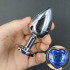 Cuneo Anale in Alluminio con Gemma a Forma di Cuore Blu Tipo Diamante 9,5 x 4 cm. Argento - 0
