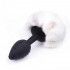 Cuneo Anale 7 x 3 cm. in Silicone Nero con Coda Bianca - 0
