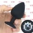 Sparkly L - Cuneo Anale con Gemma Bianca 9,5 x 4,5 cm. in Silicone Nero - 0
