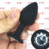 Sparkly S - Cuneo Anale con Gemma Bianca 7,5 x 2,6 cm. in Silicone Nero - 0