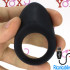Anello fallico vibrante in silicone nero ricaricabile USB per coppia - 0