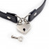 Collare in Ecopelle Nera con Chiusura a Lucchetto a forma di Cuore con Chiave - 1