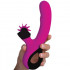 Vibratore Rabbit in Silicone Fucsia con Lingue Lecca Clitoride 20 x 3 cm. - 0