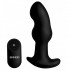 Cuneo anale in silicone nero rotante su testa e gambo a doppio bulbo con telecomando wireless 13,7 x 4 cm. - 0